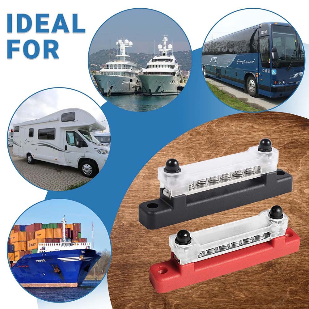 Power Distribution Block 6 Way Bus Bar Terminal Block 300V AC 48V DC 130A AC 150A DC Car Terminal Studs for Car RV Truck Boat