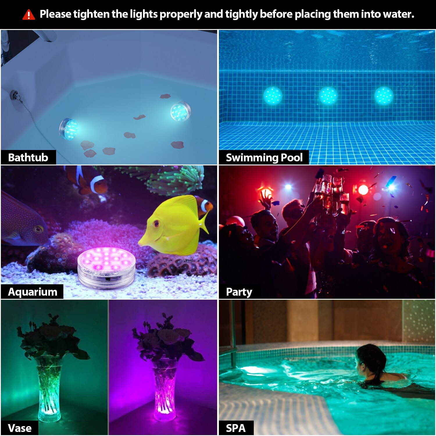 13 LED RVB Lumière Submersible Magnétique Ventouses RF Télécommande Sous-Marine Lampe De Nuit En Plein Air Piscine Vase Garden Party