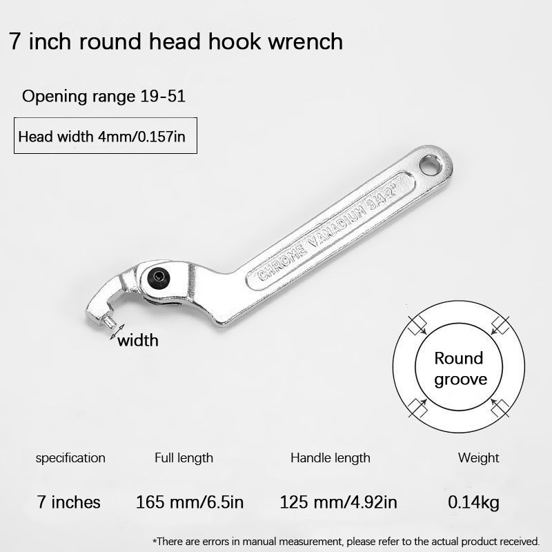 Crescent wrench Adjustable wrench hook C-wrench tool nut bolt Hand tool: Silver