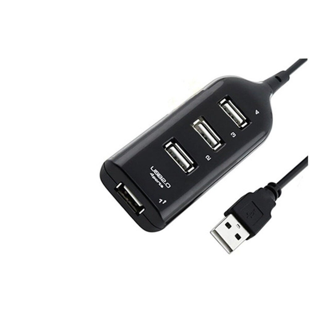 USB 2.0 High Speed 4 Ports Splitter Usb Hub Adapter For PC Laptop Computer Black Receiver Computer Peripherals Accessories