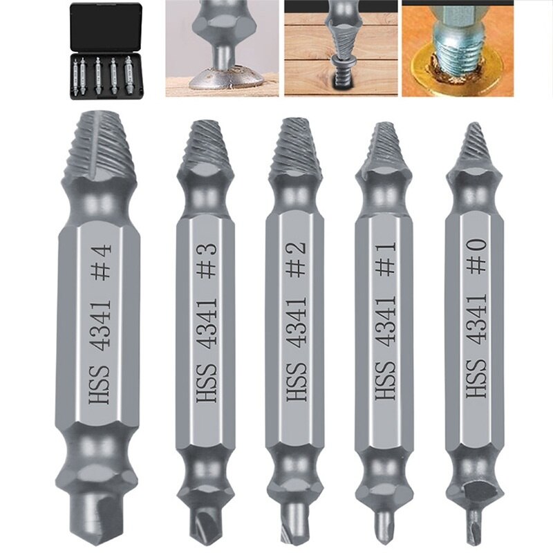 4/5/6Pcs Damaged Screw Extractor Drill Bit Double Side Drill Out Broken Screw Bolt Remover Extractor Tools Set Take Out Tool Set