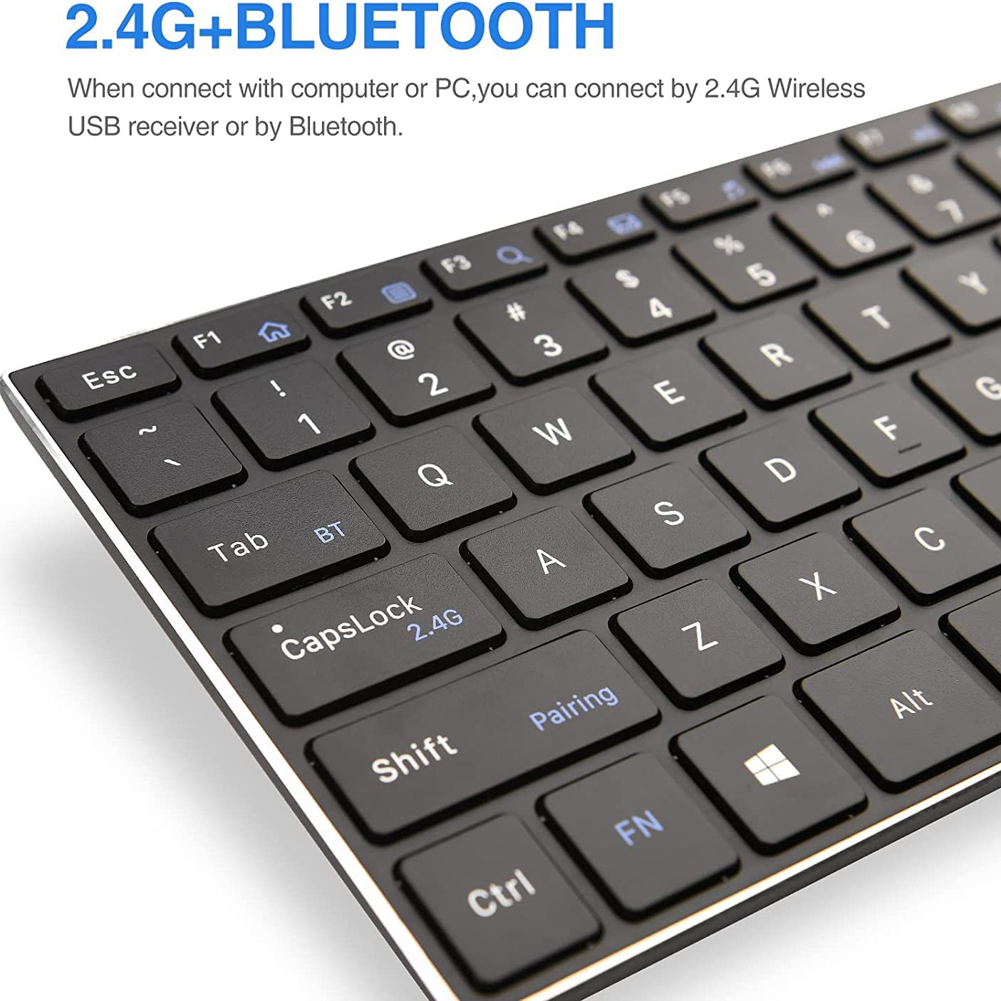Rii K22S Mini-Funktastatur mit Multi-berühren-Touchpad, kompatibel mit PC, Mac, Laptop, Fenster, Tablette