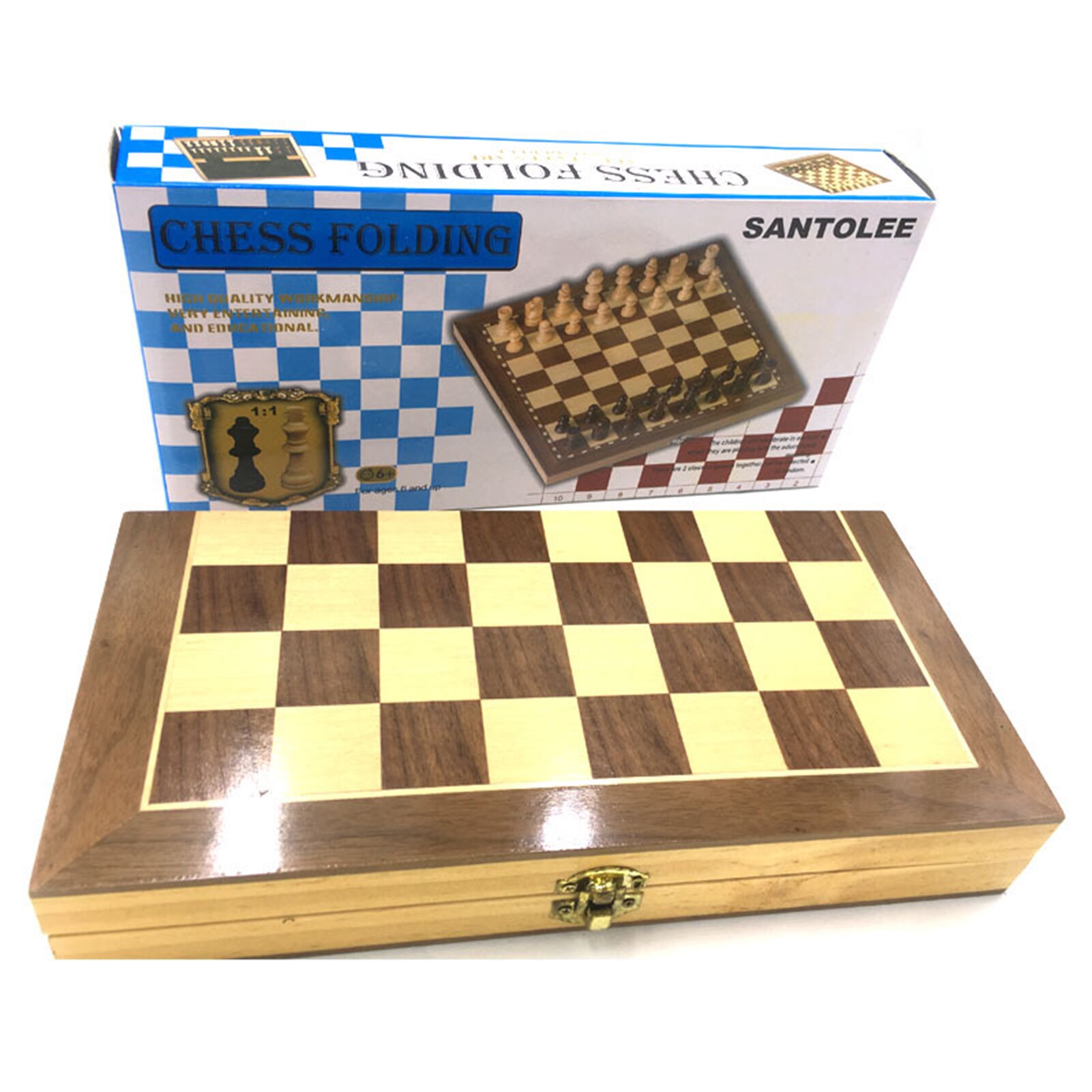 Skakssæt træskakspil foldet skakbræt skakbrikker skakbræt skakbrætspil for voksne