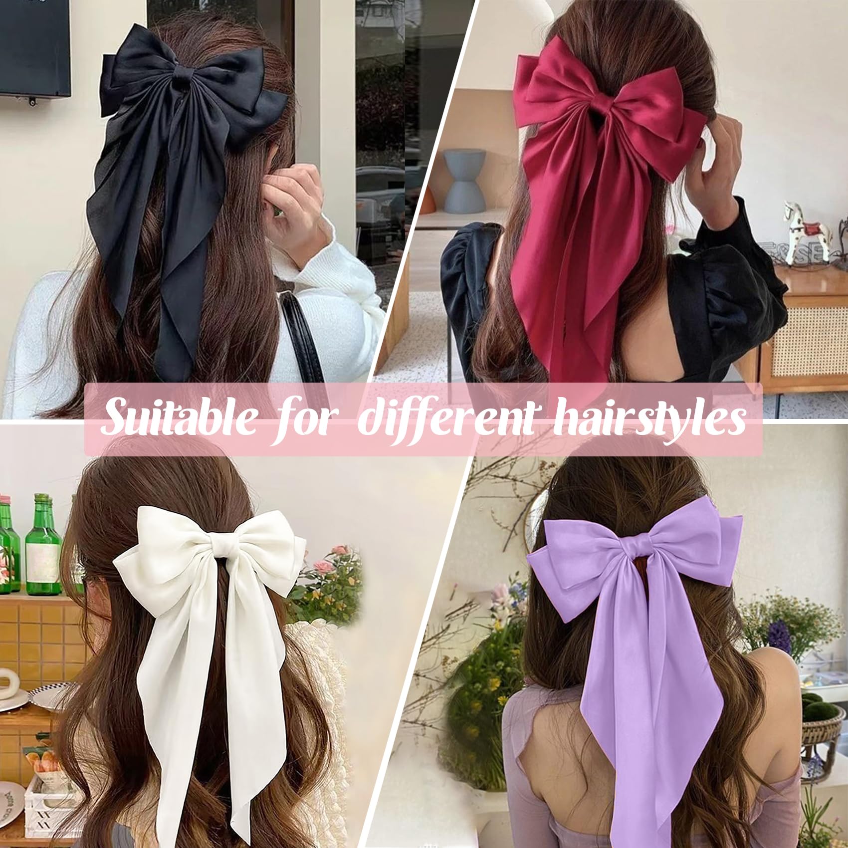 AISHG Silk Smooth Satin Large Bow Hairpin for Women Sweet Butterfly Spring Hair Clip Girls' Hair Accessories