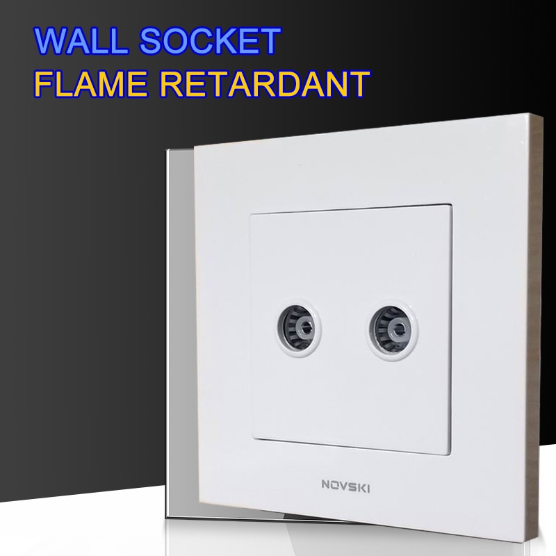 Argento Placcato il Doppio antenna TV Presa A Muro PC Pannello Bianco 86*86 millimetri, cavo coassiale Connettore Spina Presa TV