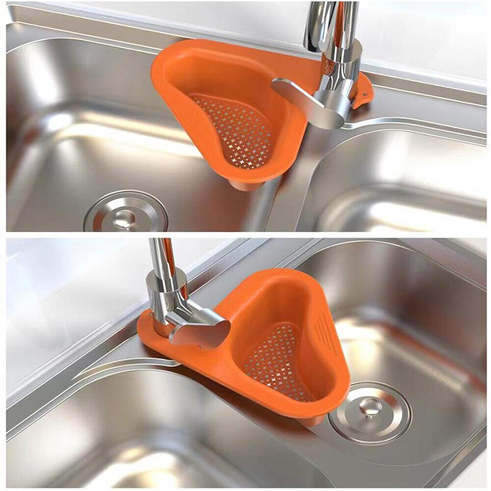 Multifunctional Swan Sink Drain Rack Kitchen Triangular Hanging Fruits Vegetables Drain Shelf Kitchen Dry Wet Separation Basket