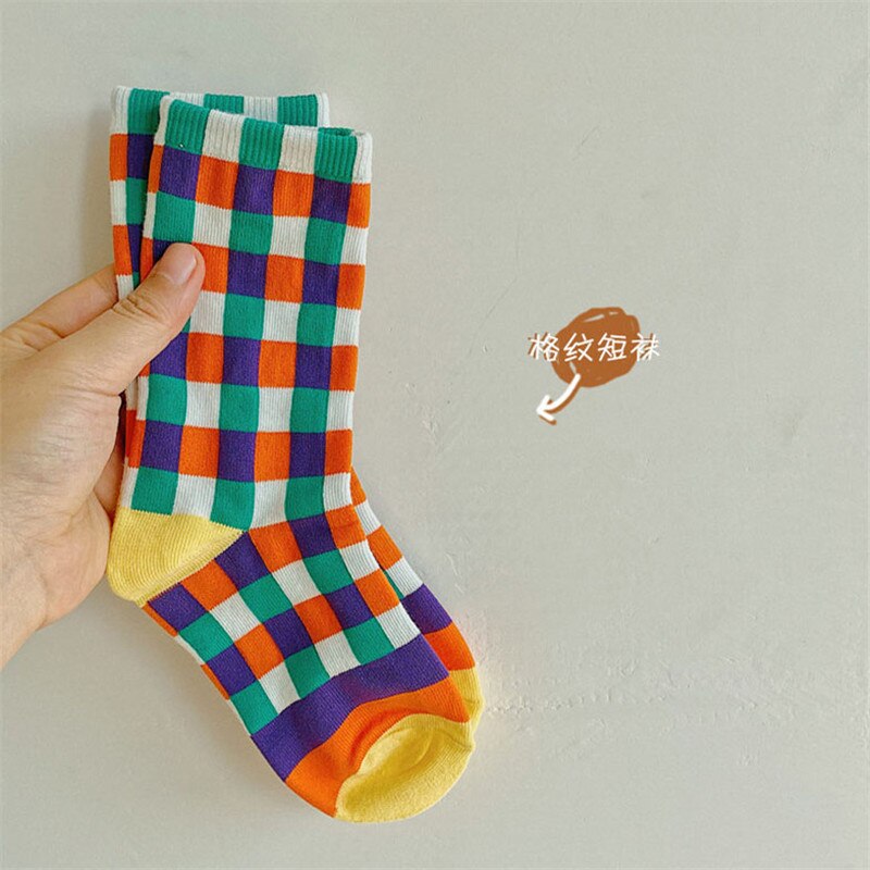 Toddler Rainbow Tube Socks Stylish Cotton Socks For Boys and Girls European American Style Children Sock: Yellow / 5-8T