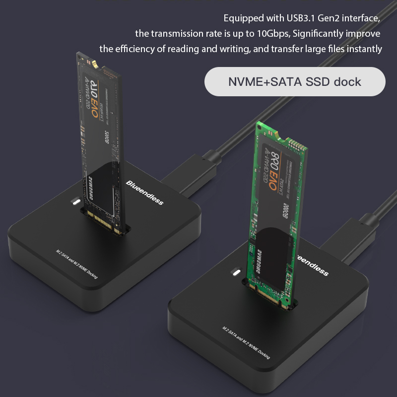 Blueendless Externe SSD-Festplatte M.2 SSD-Gehäuse 10G Online-Lese-Schreibgeschwindigkeit SSD-Gehäuse für M.2 SSD-Dockingstation