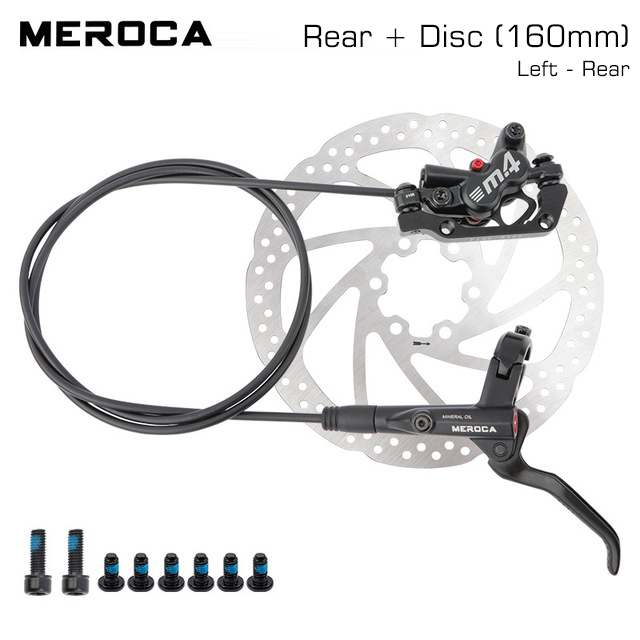 MTB Hydraulic Brakes Set Bicycle Disc Brake Mountain Bike 4 Pushes Piston Line Levers System Caliper Kit Racing Cycling: Rear-Disc