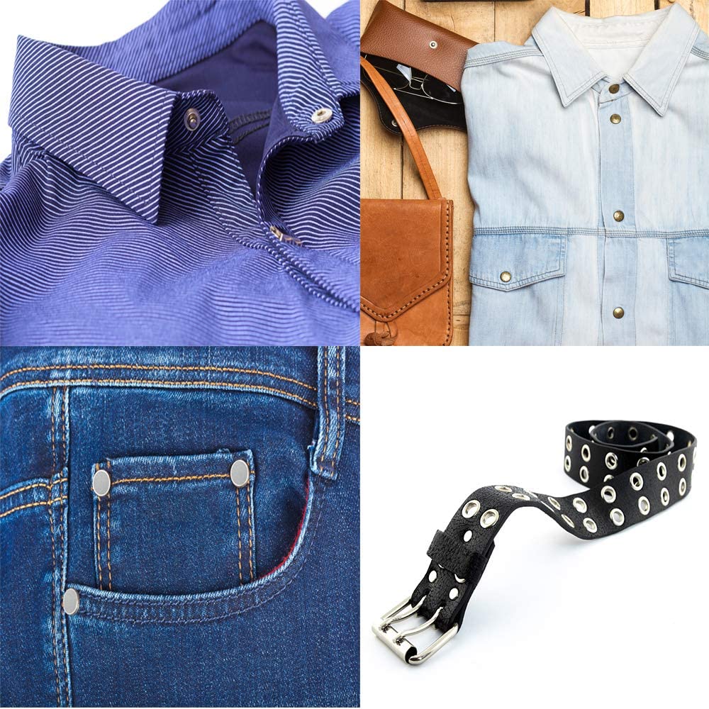 Kit de remaches de cuero, broches de Metal, incluye Kit de botones a presión, Tornillos, pernos de presión, remaches para cuero, cinturón, chaqueta, artesanía de cuero DIY