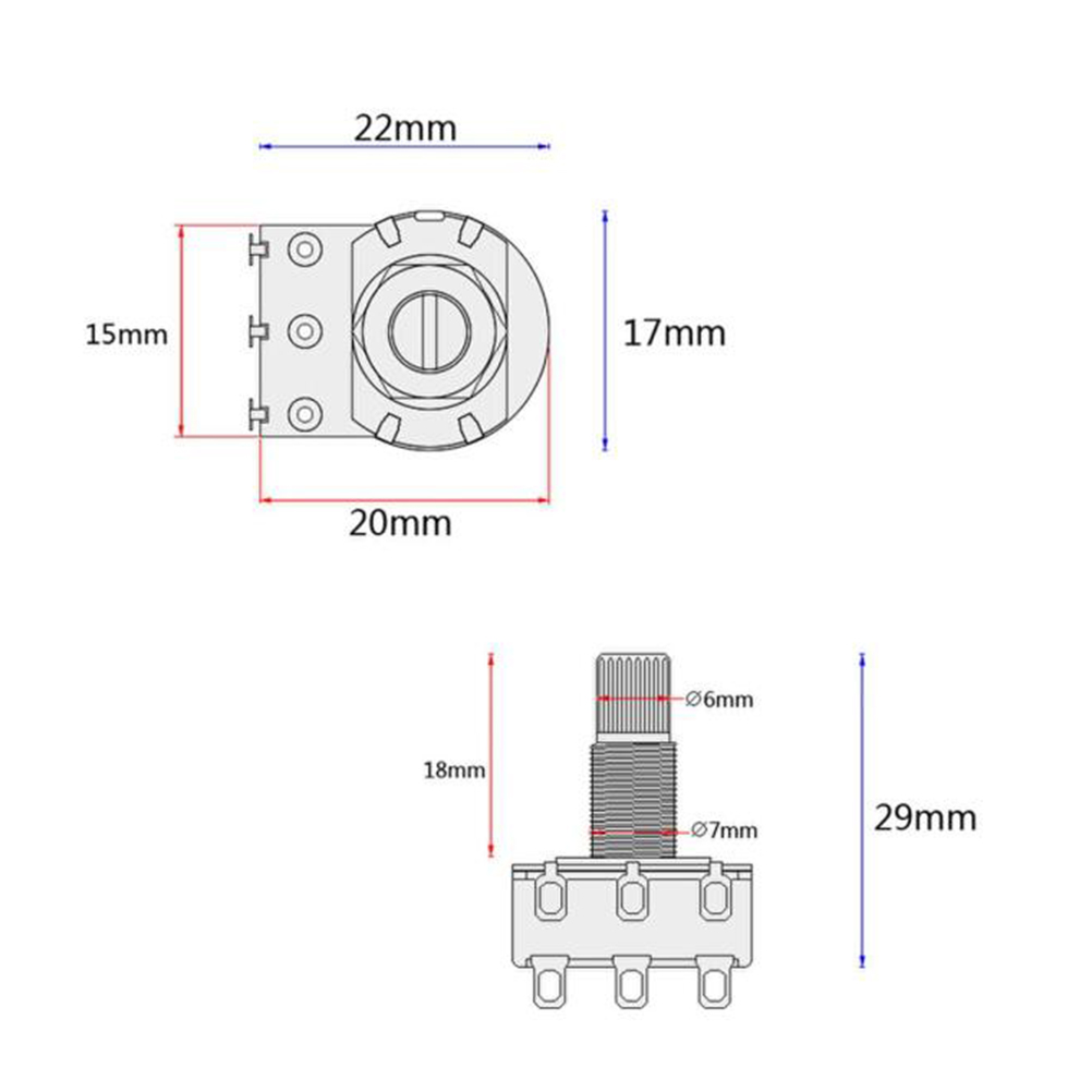 Guitar Pots 250k 500k Dual Volume Tone -blend Potentiometer MN25K Solder Lugs Audio-potentiometers Amp Amplifier Double Layer