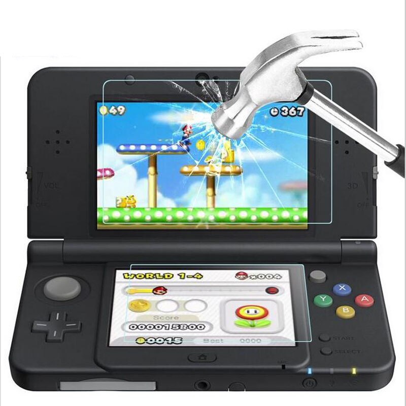 Proteggi schermo LCD in vetro temperato superiore + proteggi schermo in PET trasparente con copertura completa per Nintendo Small New 3DS Console