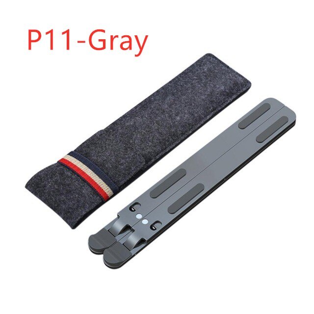 Aluminum Alloy Adjustable Laptop Stand Folding Portable for Notebook MacBook Computer Bracket Lifting Cooling Holder Non-slip: P11 Gray