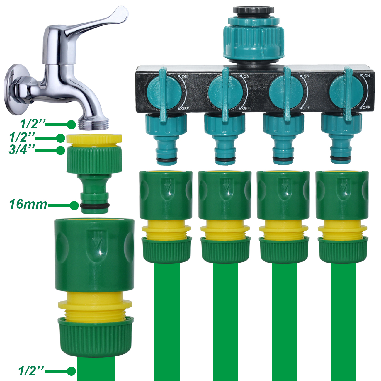 KESLA 1/2 cal wąż kran ogrodowy przewód węża wodnego 16mm szybkie złączka w/ 1/2 ''i 3/4'' adapter robić naprawy podlewanie cieplarnianych