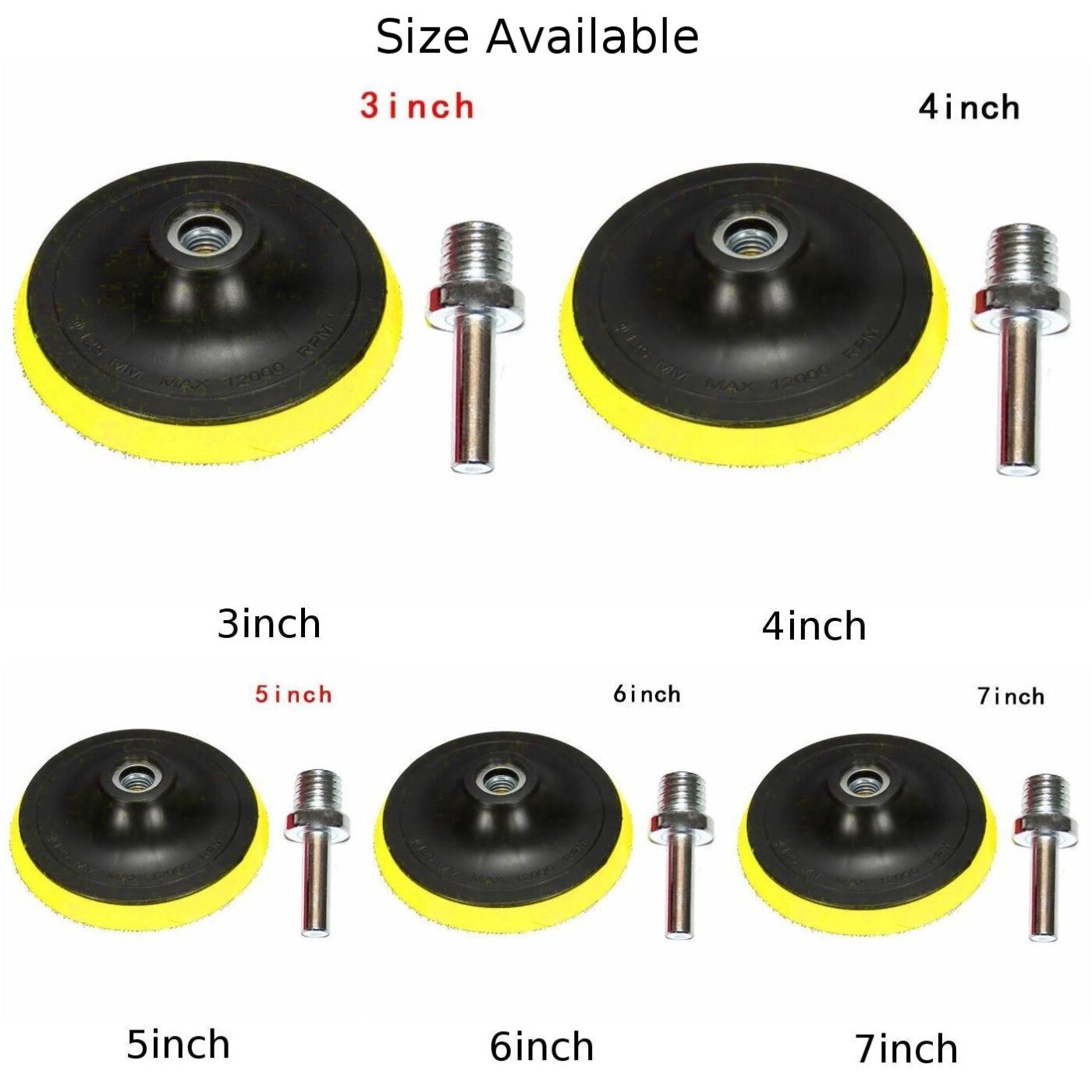 3 pouces support tampon polissage plaque de polissage en caoutchouc M14 fil de forage avec tige de 8mm