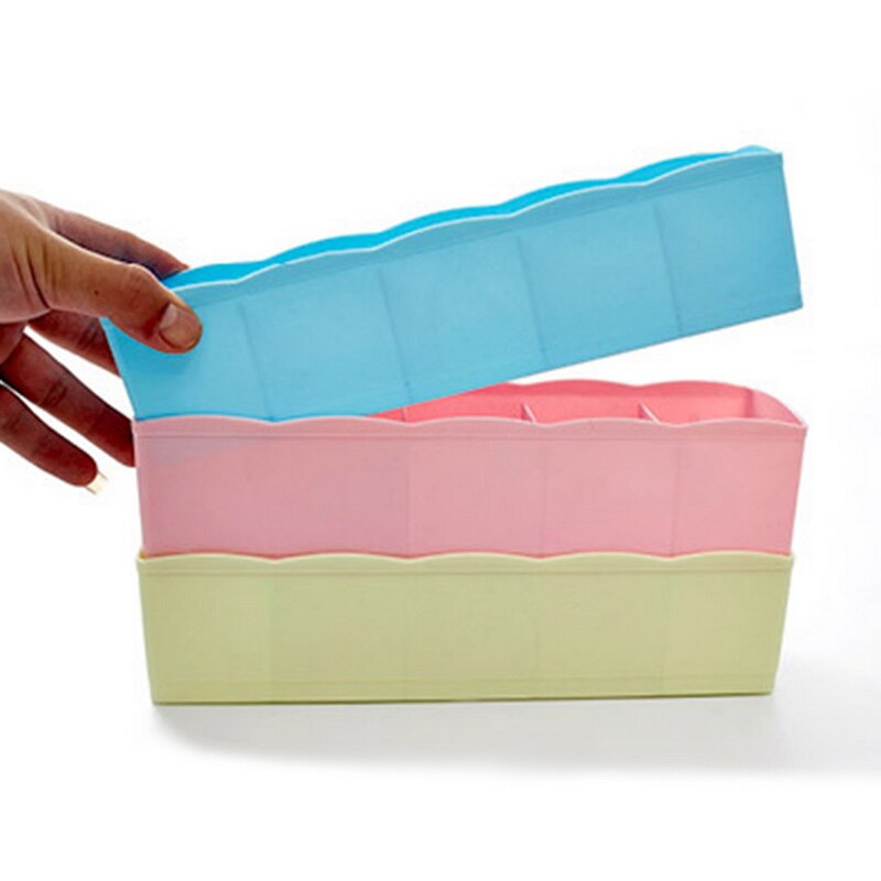 Storage Box 5 Grids Multi-function Storage Basket Wardrobe For Tie Bra Socks Underwear Plastic Container Makeup Organizer