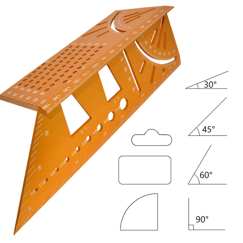 Aluminum Alloy Carpenter Marking Miter Gauge Angle Bevel Dovetail Template Drill Guide Horizontal Angle Woodworking Scribe Tool