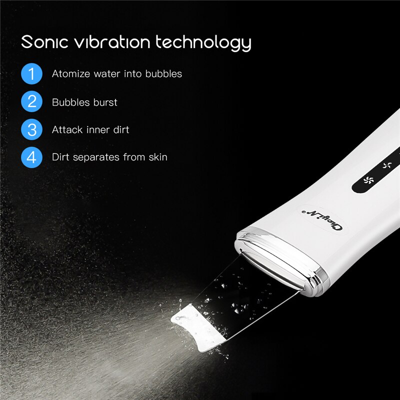 Ultra Sonic Facial Skin Scrubber Elektrische Sonic Trillingen Gezicht Schoner Dode Huid Mee-eter Verwijderen Schop Comedo Extractor