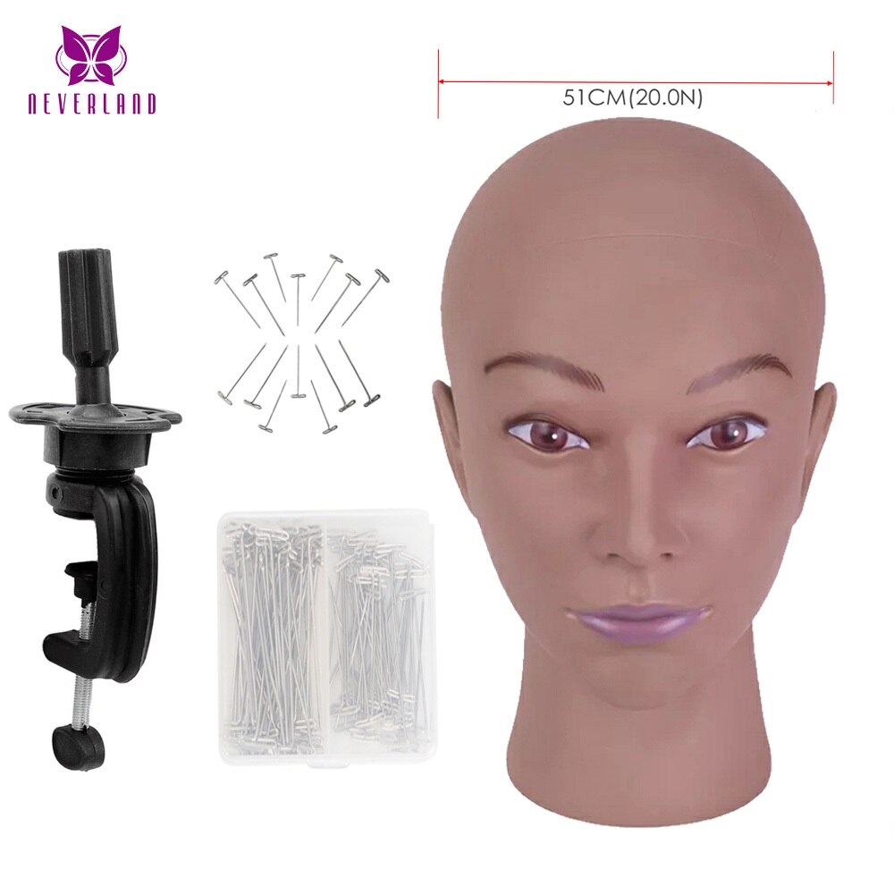 20&quot; Afro Mannequin Head Training Head for Wig Making Hat Display Cosmetology Manikin Head for Makeup Practice with Mini Tripod: 05A-C