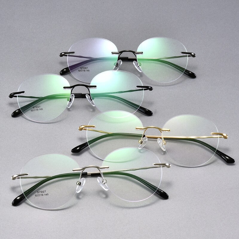 Titanium legering kantløse briller ramme mænd ultralette runde briller nærsynethed receptpligtige rammer til kvinder optisk øjenglas
