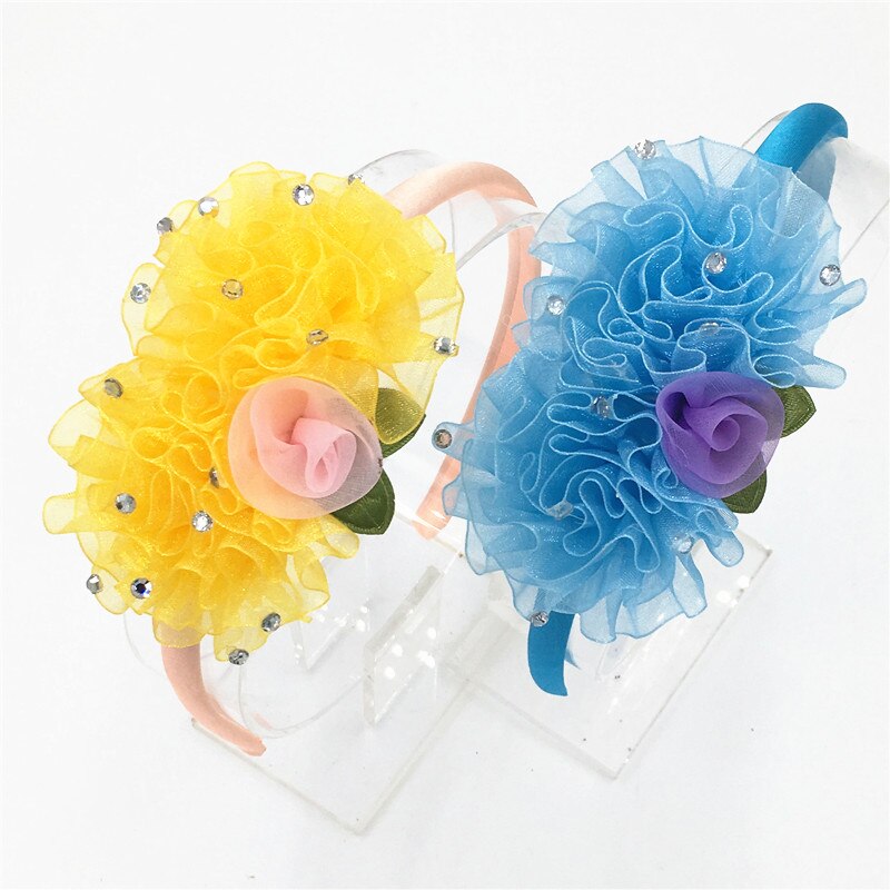 Serre-tête à fleurs en mousseline de soie pour enfants, couleur unie, mignon, serre-tête princesse, accessoires pour cheveux