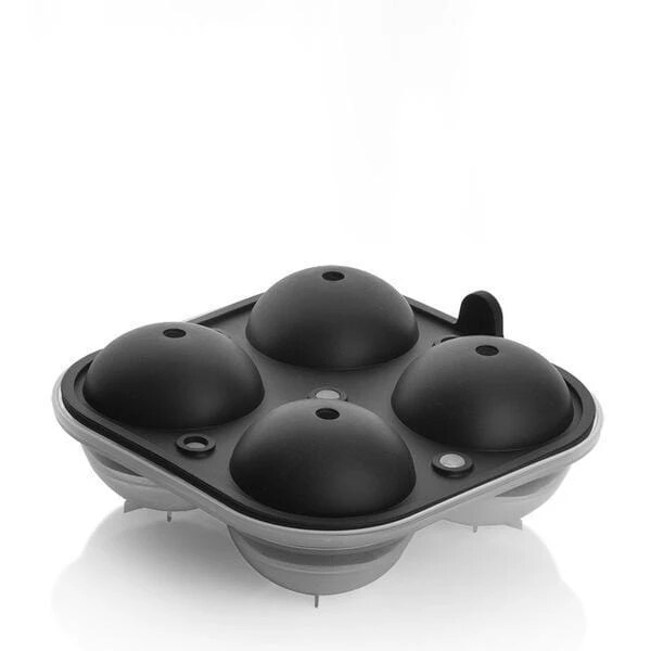 Big Ice Hockey Silicone Mold Ice Box Multifunctional 4-Cavity Silicone Ball Ice Cube Maker: BLACK