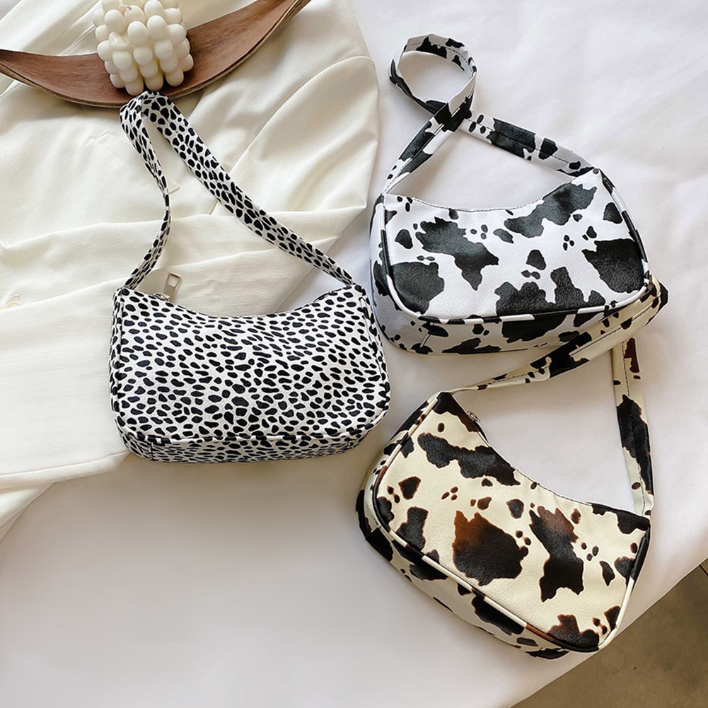 Cow Milk Print Women Handbag Totes Female Casual Underarm Shoulder Bags Popular Simple Female Daily Bag