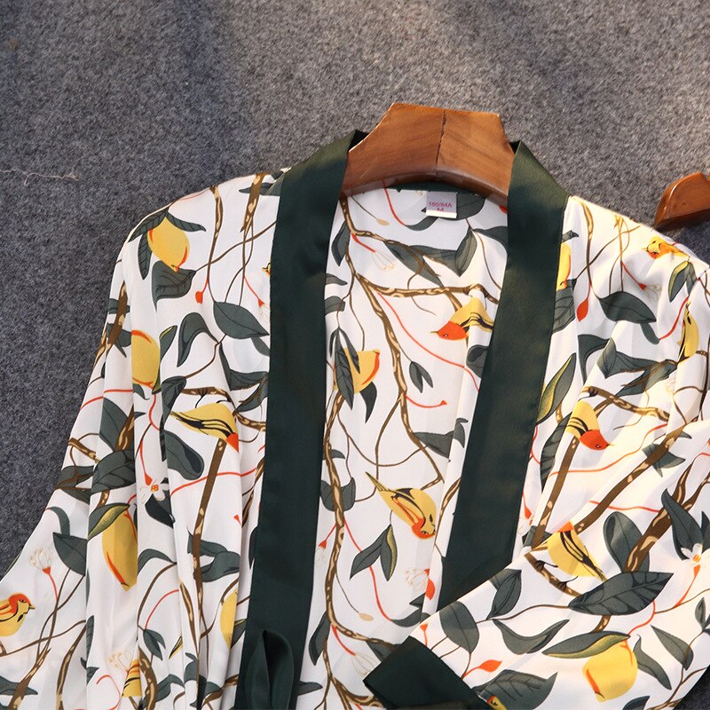 Lady Print Bloem Nighty & Robe Pak Nachtkleding Zijdeachtig Satijn Nachtkleding Kimono Badjas Gown Casual Nachtjapon Thuis Kleding