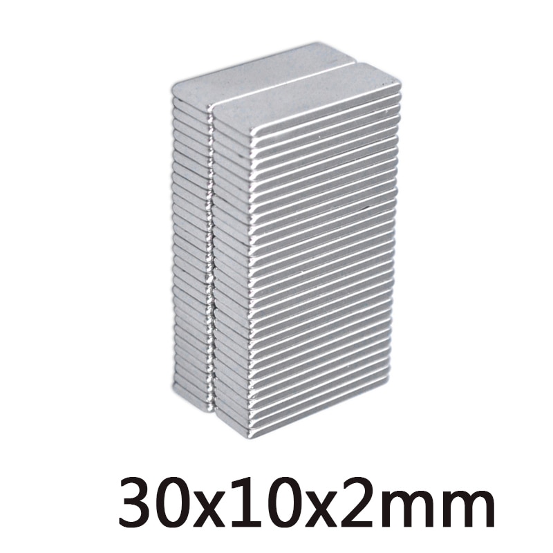 20/30/50Pcs 30X10X2Mm N35 Super Sterke Block Neodymium Magneten Ndfeb Rare aarde Magneet 30Mm X 10Mm X 2 Mm Vel Magneet 30*10*2Mm