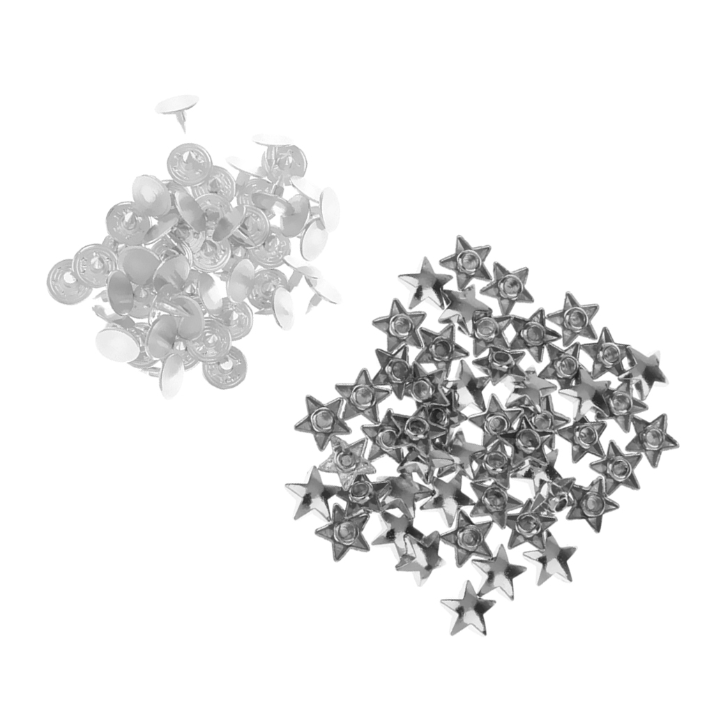 50 Sets Star Metal Rivet Leathercraft DIY Studs Spots Spikes For Bag Clothing
