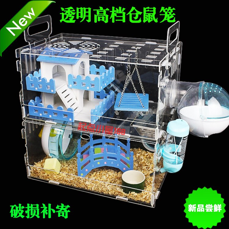 Hamster Kooi Acryl Hamster Kooi Dubbeldekker Villa Super Transparante Hamster Baby Benodigdheden Kooi Pakket