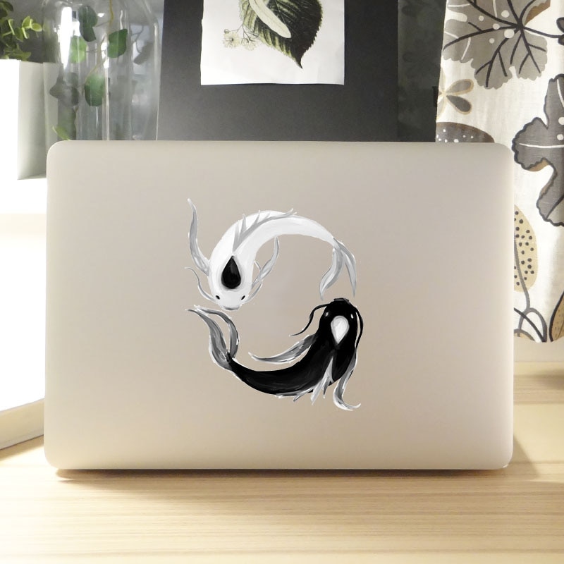 Yin &yang fish laptop-klistremerke for apple macbook air pro retina 11 12 13 14 15 tommer hp mi notebook-dekal mac book skin-klistremerke