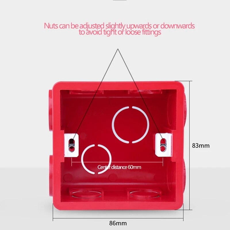 86MM Mounting Box Cassette Switch Socket Junction Box Hidden Concealed Internal Mounting Box Red Box for UK Switch