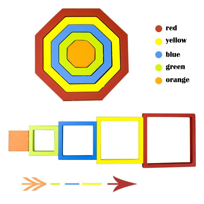 Bambini 3D Puzzle di Legno di Forma Geometrica Colorato Puzzle di Intelligenza Sviluppare Montessori Giocattoli Educativi Per I Bambini Del Bambino