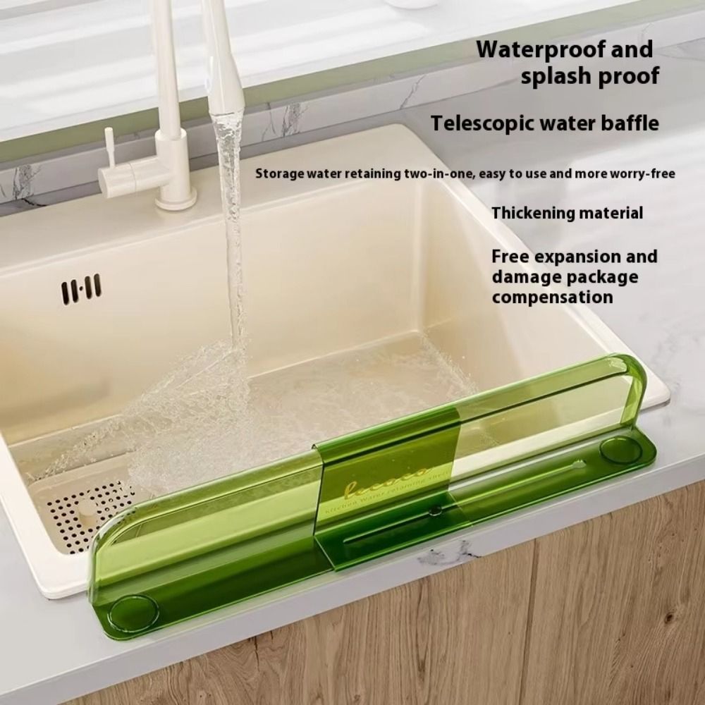 Stretchable Sink Water Splash Guard Oil-Proof Self-adhesive Bottom Kitchen Waterproof Screen Removable Heighten Anti-water Board