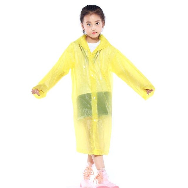 Polychromatic Raincoat Rain Coat Hood Hiking Accessories Adult Raincoat Emergency 2mm Cover Child EVA Outdoor Transparent: Yellow