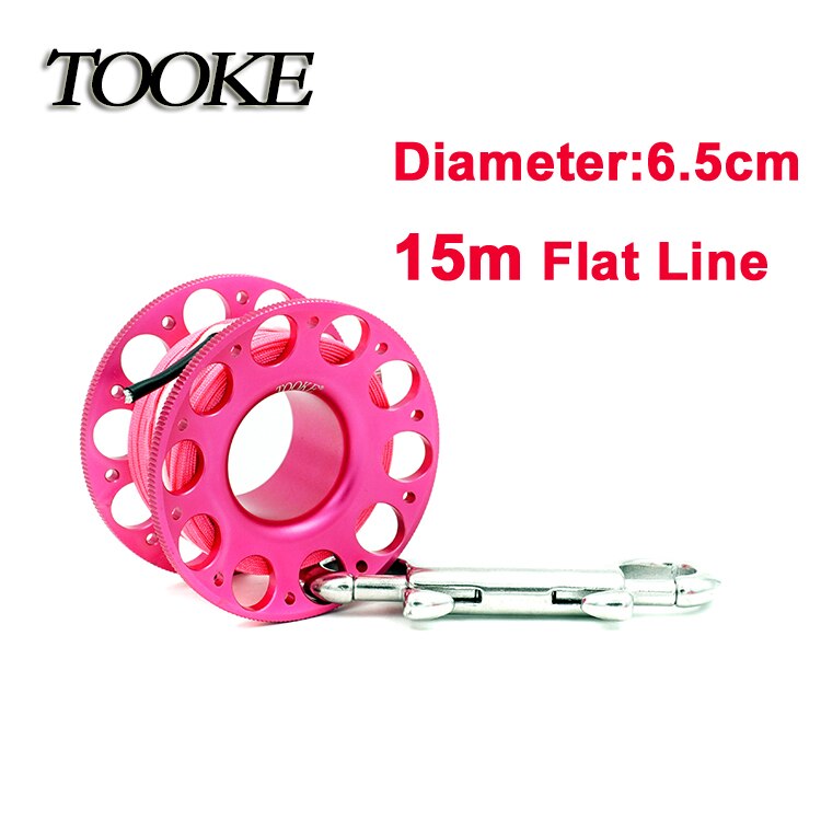 Scuba aluminium dykkerspole fingerhjul flad line snapbolt krog 15m 30m til snorkel hule dyk undervandsfiskeri