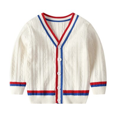 Småbørn barn baby dreng pige langærmet striktrøje cardigan toppe frakke udtøj: Hvid / 5