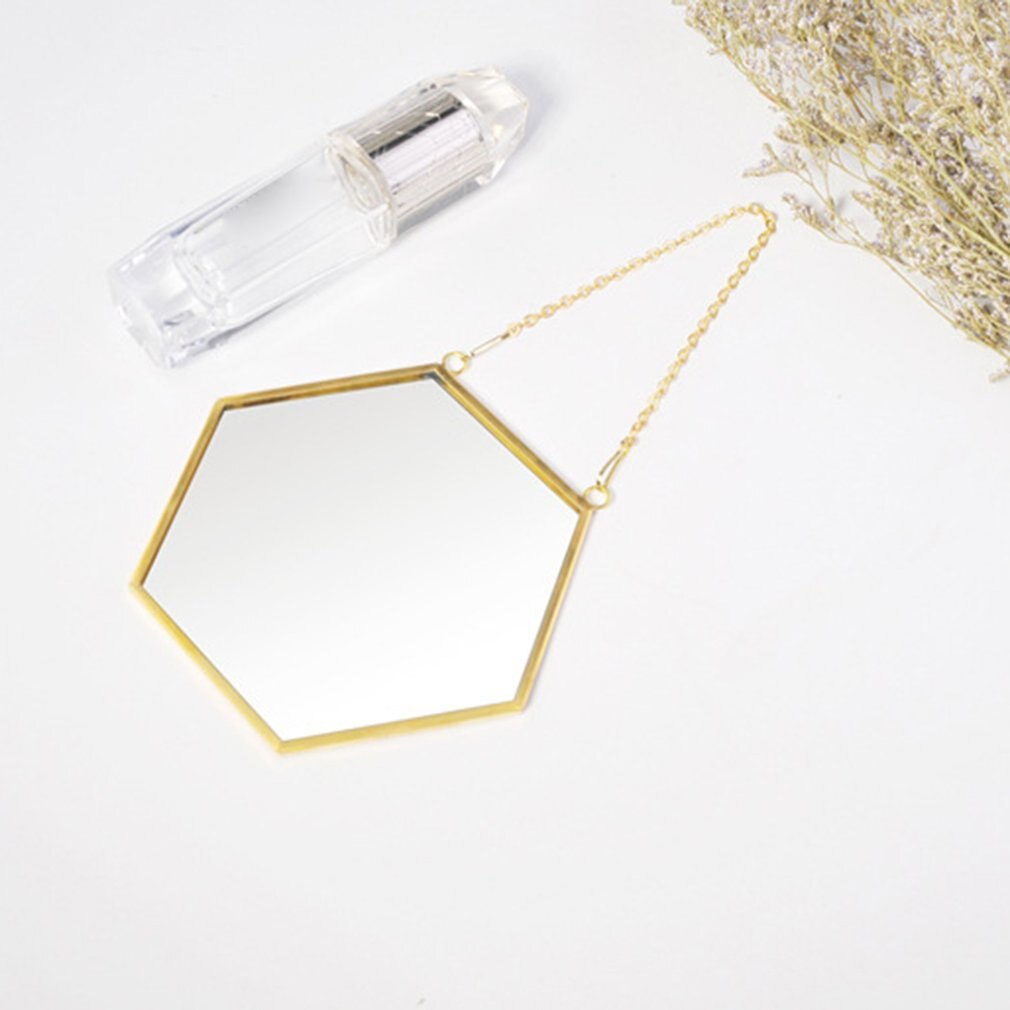Miroir Hexagonal en laiton doré de forme géométrique, décoration nordique minimaliste pour la maison, miroir de salle de bains, miroir d'entrée, miroir de maquillage