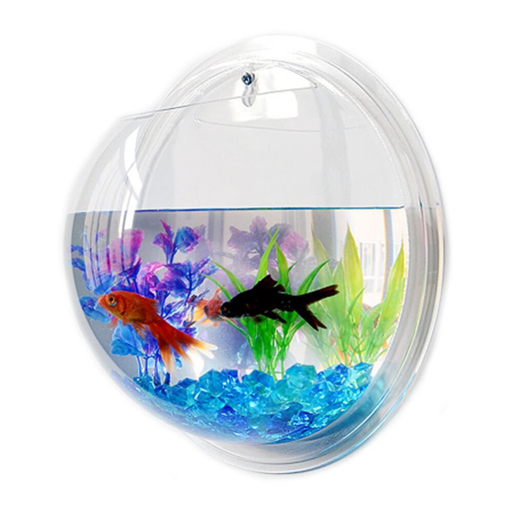 1pc Fish Tank Hanging Wall Mounted Acrylic Fish Tank Aquarium Supplies Ornament for Office Hotel