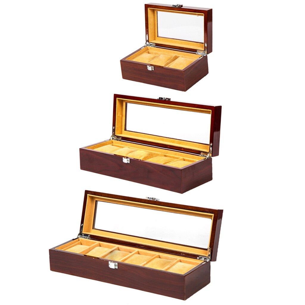 3/5/6 Schlüssel Holz Uhr Vitrine Glas oben Schmuck Sammlung Lagerung Kasten