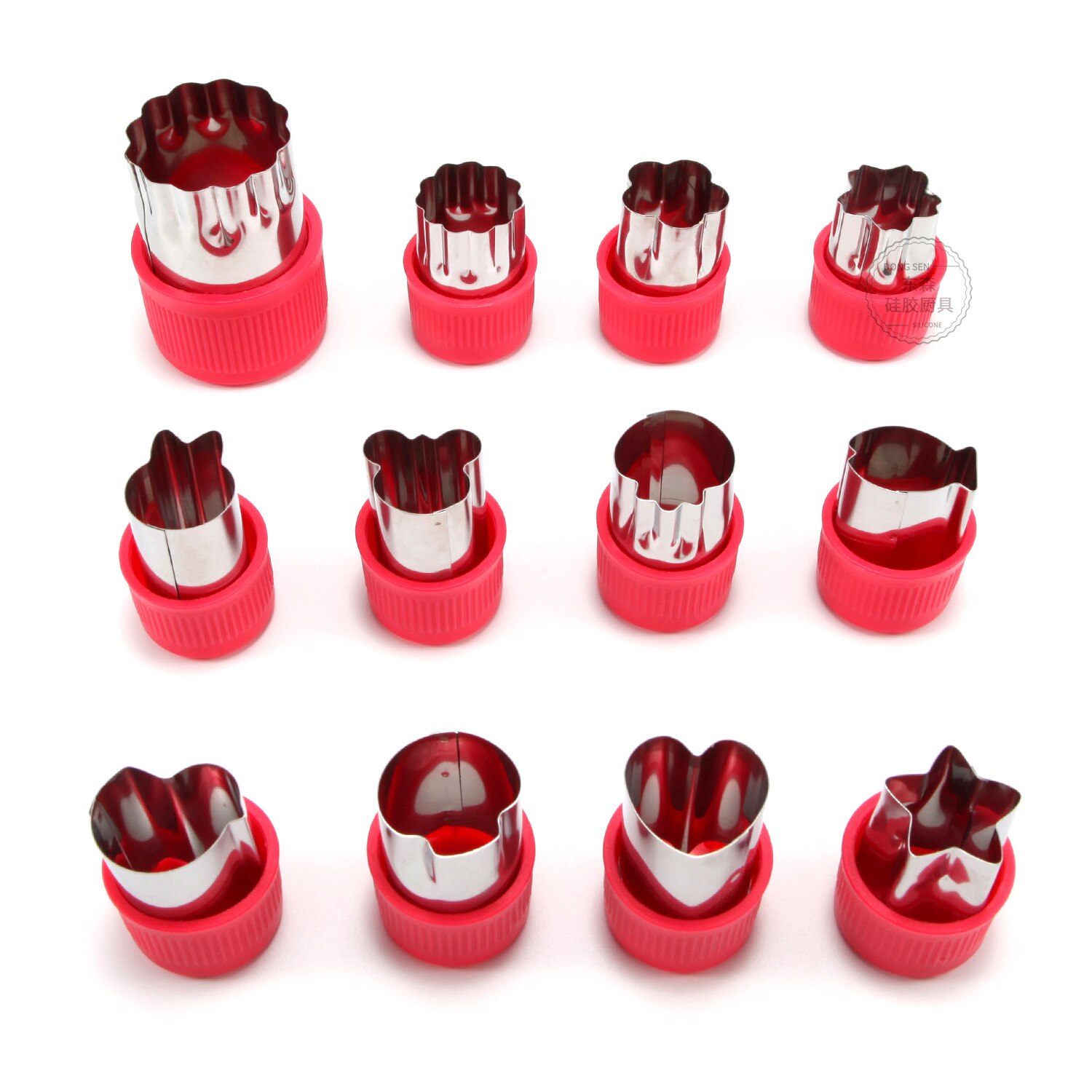 Vegetable Fruit Cutter Mold Cookie Tools 12Pcs Green Durable Food Decor Cutter Vegetable Fruit DIY Flowers Cutting Cutter Set