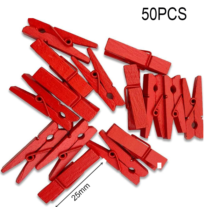 Clip de madera Natural de tamaño pequeño para decoración del hogar, 50 piezas, hoja de cama, foto, papelería DIY, de boda, navidad: orange