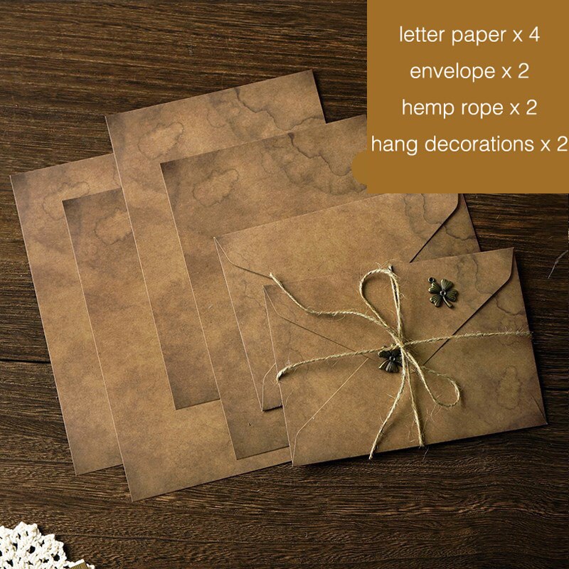 10pcs/pcak Retro Envelope Kraft Letter Paper Vintage Writing Paper A5 Window Envelopes Wedding Invitation Envelope Envelope: clover