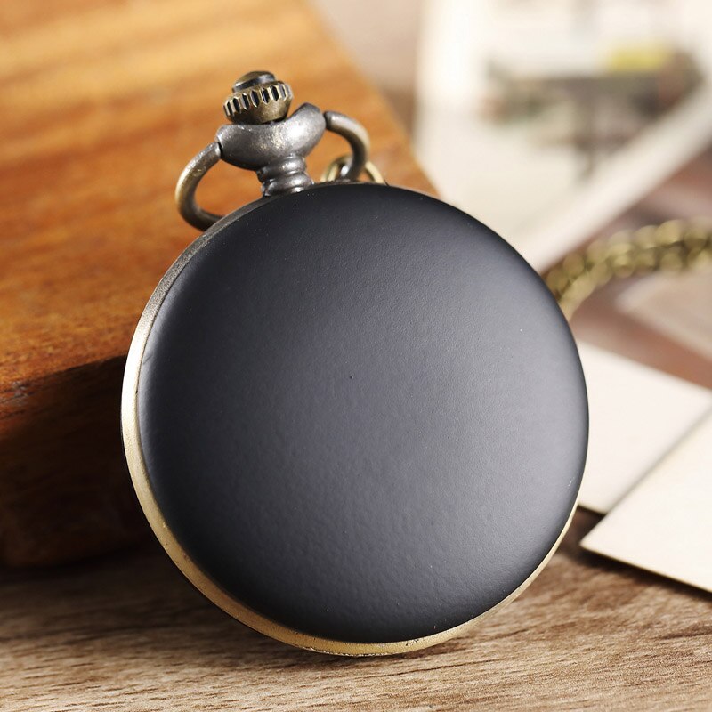 Reloj de bolsillo único negro liso Steampunk para hombre con cadena de collar Fob, relojes de cuarzo a la , reloj de para hombres y mujeres, reloj de bolsillo: Black Pocket Watch 2