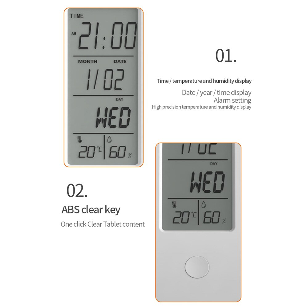 Drawing Pad 9.5 Inch Temperature Humidity Display Electronic Calendar LCD Writing Tablet Doodle Board Type-c charging