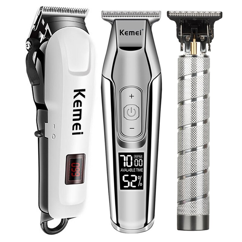 Kemei Haar Snijmachine Tondeuse Elektrische Scheerapparaat Voor Mannen 3 Stuk Set Kemei Tondeuse Trimmer Voor Mannen Usb Opladen haar Trimmer: Black