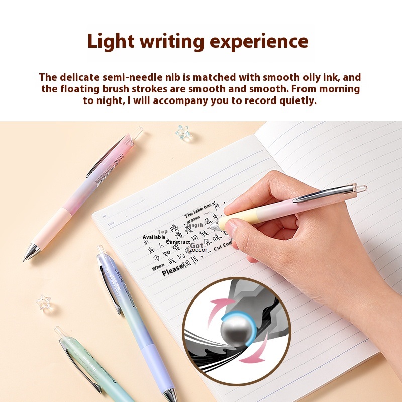 Pentel FLOATUNE Pastelowy długopis żelowy 0,5 mm z cienką końcówką Lekki pręt mgły Odporny na rozmazywanie czarny długopis robić notatek Dziennik Estetyczne artykuły papiernicze