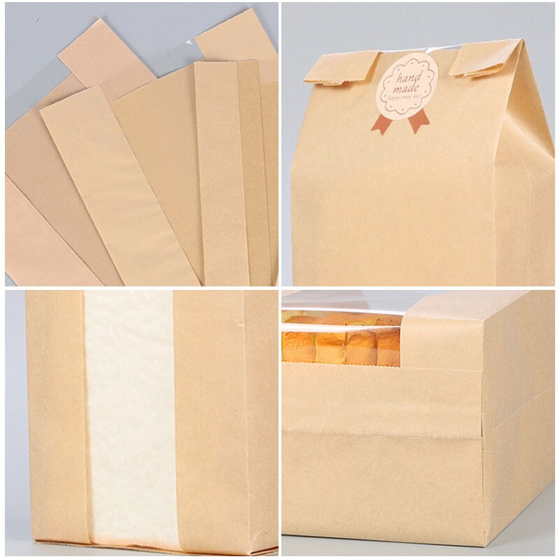 5pcs Kraft Paper Bag Bags Packaging Biscuit Candy Food Cookie Bread Seen Snacks Baking Takeaway Bags Packaging Paper Bag