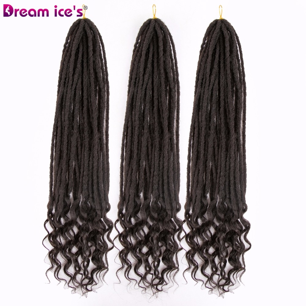 24 inch 85g 24 strengen Dread Faux Locs Krullend Synthetische Vlechten Hair Extension Voor Vrouwen Zwart Bruin Kleur 3 stks/partij